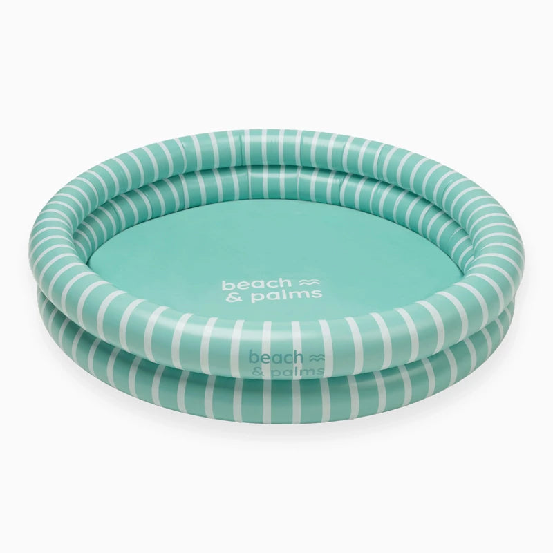 Piscina para Niños Ø 100 cm Verde con Rayas Blancas