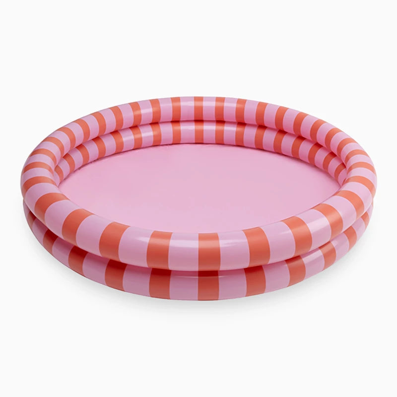 Piscina para Niños Ø 100 cm Rosa con Rayas Rojas