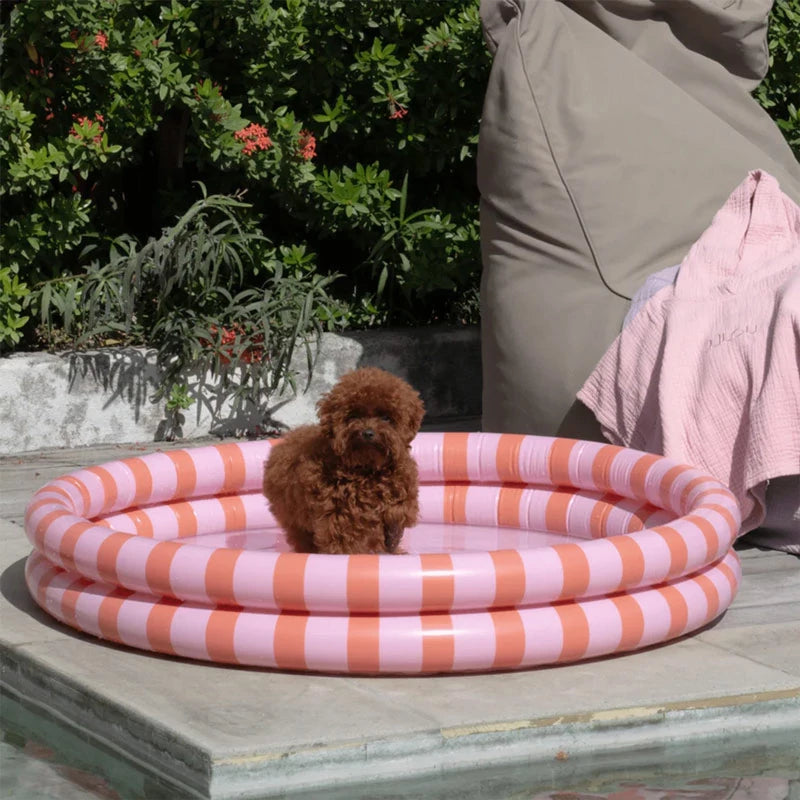 Inspiracion con Piscina para Niños Ø 100 cm Rosa con Rayas Rojas