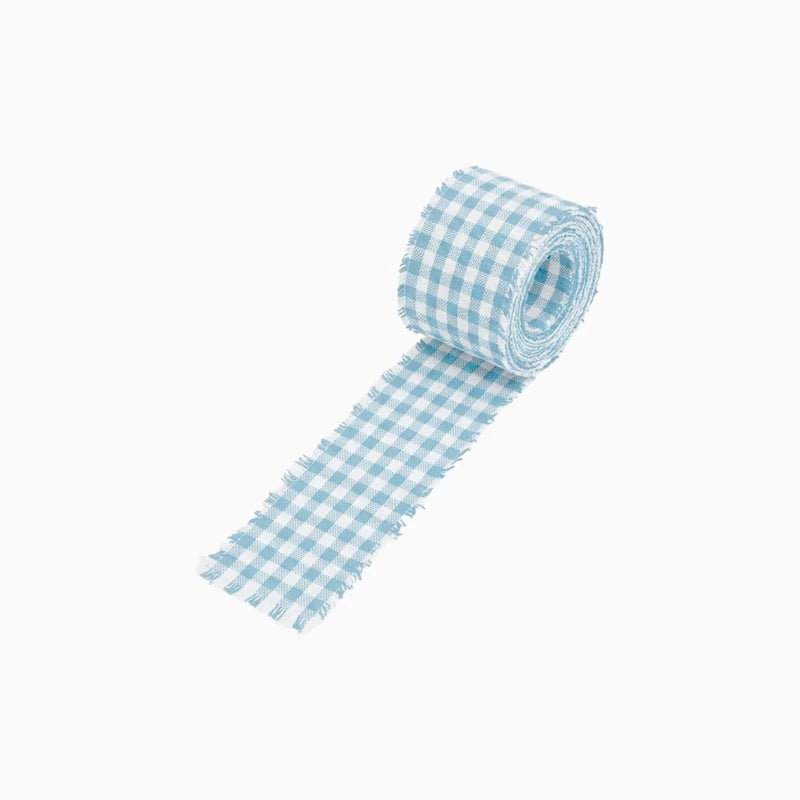 Cinta Tela Vichy Pequeño 3 cm x 1.6 m Azul Pastel