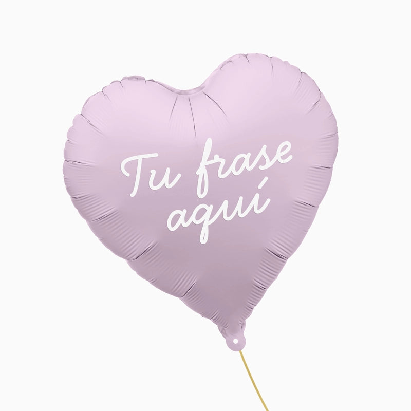 Globo Foil Mate 45 cm Corazón Lavanda Personalizado Frase Vinilo Blanco