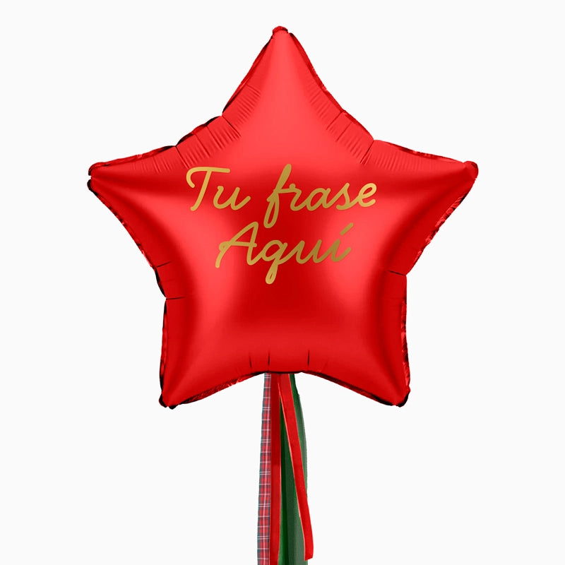 Globo Estrella Rojo XL con Telas Personalizado Vinilo Oro