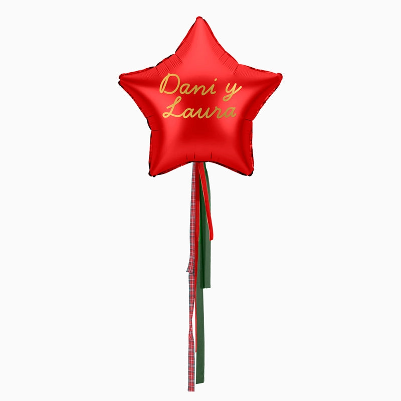 Globo Estrella Rojo XL con Telas Personalizado Vinilo Oro