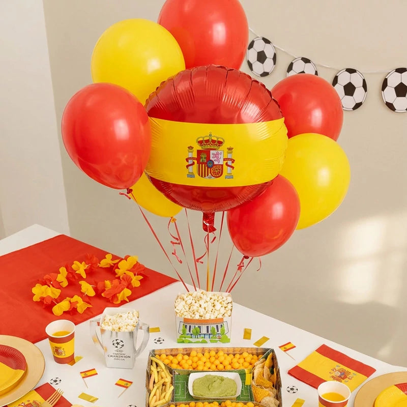 Set Globo Foil España con Globos Látex Amarillo y Rojo