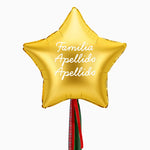 Globo Estrella Oro XL con Telas Familia X Dos Apellidos Vinilo Blanco