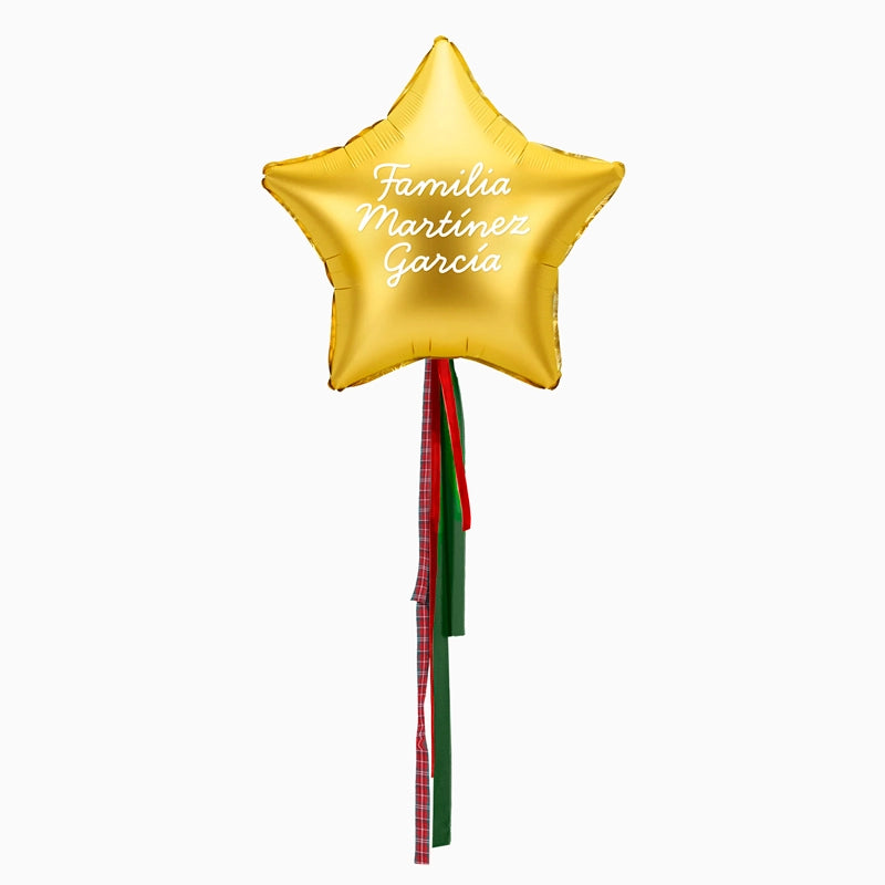 Globo Estrella Oro XL con Telas Familia X Dos Apellidos Vinilo Blanco