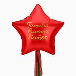 Globo Estrella Rojo XL con Telas Familia X Dos Apellidos Vinilo Oro