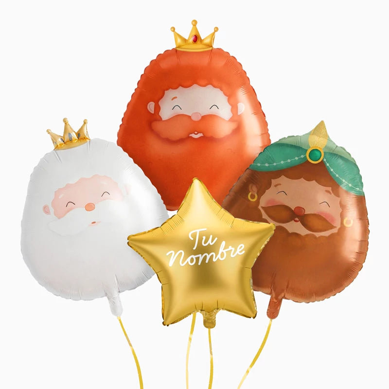 Globo Foil Petit Reyes Magos con Estrella Oro Personalizado Vinilo Blanco
