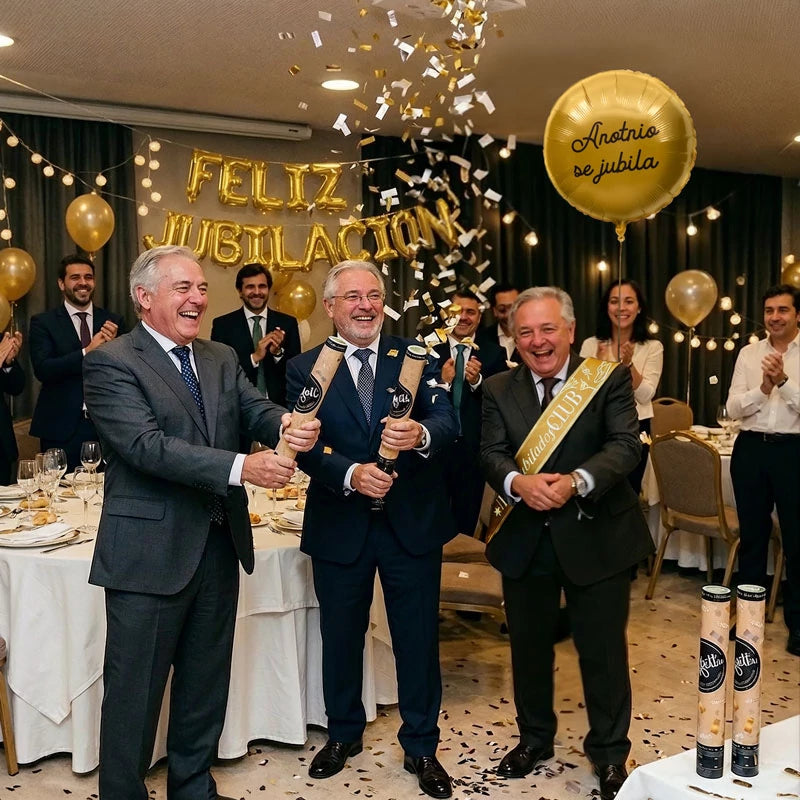 Inspiracion con Globo Foil Redondo Ø 59 cm Oro 'Nombre se Jubila' Personalizado