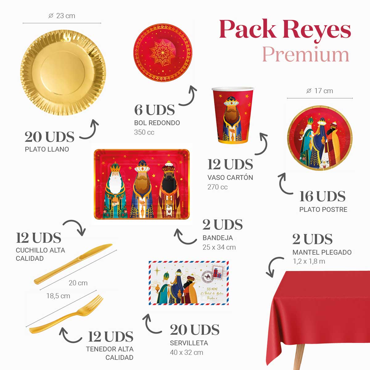 Kit Mesa Premium Reyes Magos 12 Personas