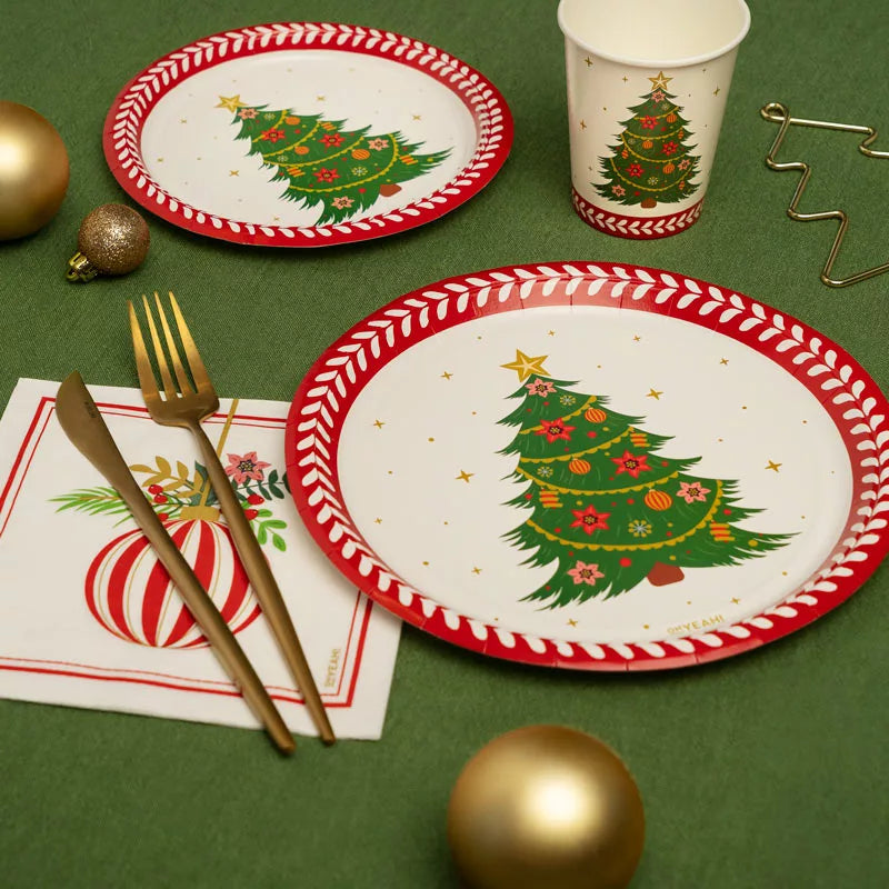 Kit Mesa Basic Navidad 6 Personas Abeto 48 piezas