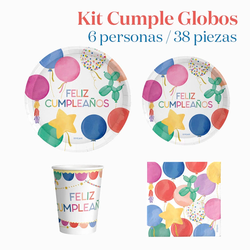 Kit Mesa Básica 6 Pessoas Encontra Balão 38 peças