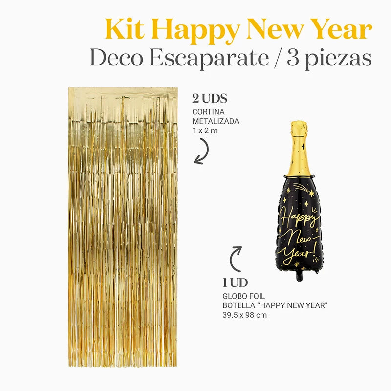 Kit Decoración Escaparate Happy New Year 3 Piezas