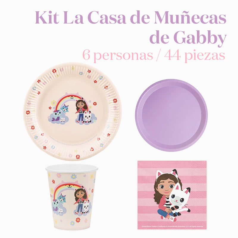 Kit de mesa básica Gabby's Dollhouse 6 pessoas 44 peças