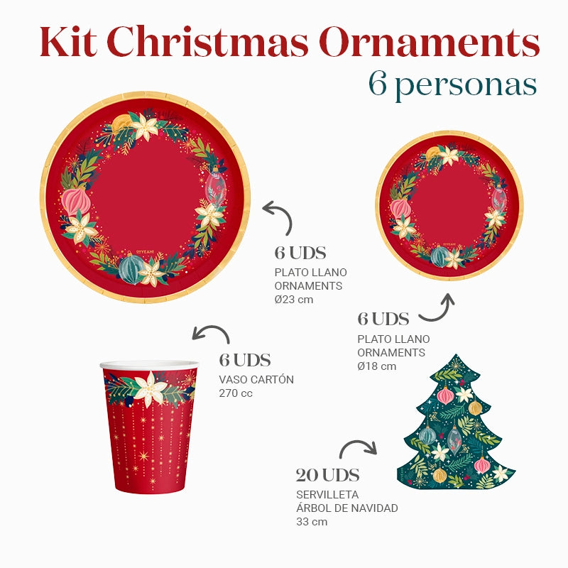 Kit Mesa Basic Navidad 6 Personas Ornaments 38 piezas