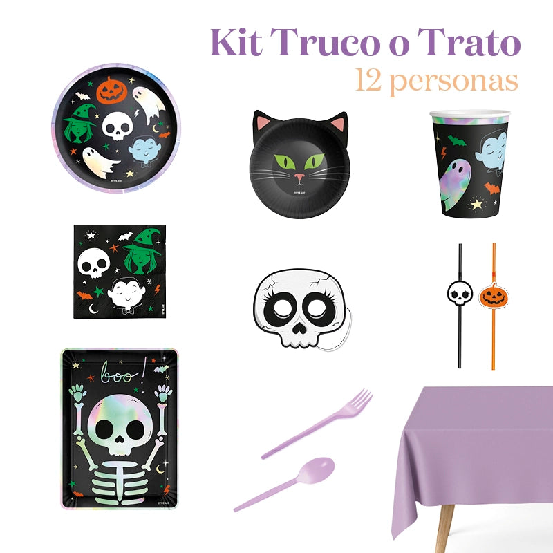 Kit Mesa Premium Truco o Trato 12 Personas 124 piezas