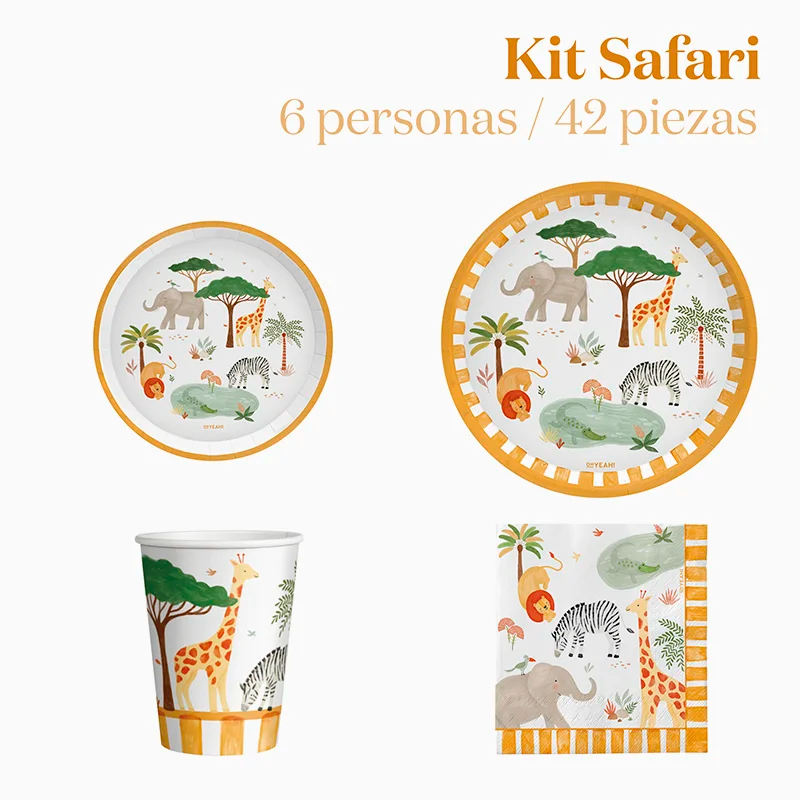 Kit Mesa Basic 6 Personas Safari 42 piezas