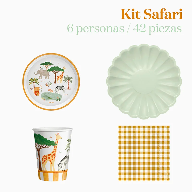 Kit Mesa Basic 6 Personas Safari 42 piezas