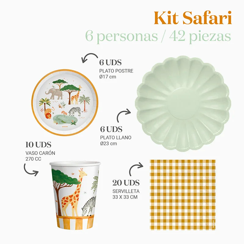 Inspiracion con Kit Mesa Basic 6 Personas Safari 42 piezas