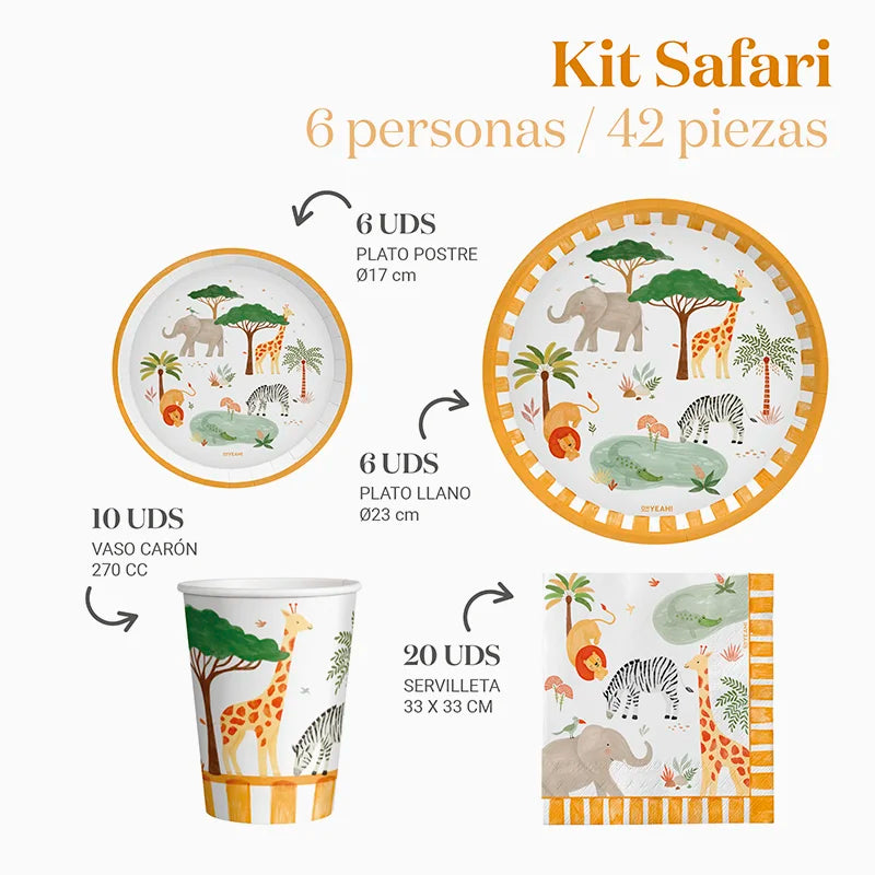 Inspiracion con Kit Mesa Basic 6 Personas Safari 42 piezas