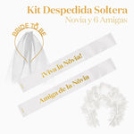 Kit Banda Despedida Soltera Novia y 6 Amigas Blanco