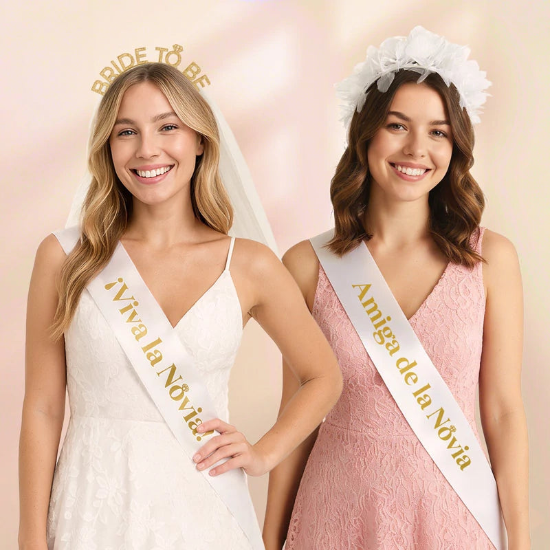 Kit Banda Despedida Soltera Novia y 6 Amigas Blanco