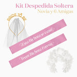 Kit Banda Despedida Soltera Novia y 6 Amigas Rosa