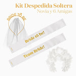Kit Banda Despedida Soltera Bride y 6 Team Bride Blanco