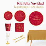 Kit Table de Noël Premium pour 12 Personnes Joyeux Noël 106 pièces