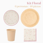 Kit Mesa Basic 6 Personas Floral Rosa 46 piezas