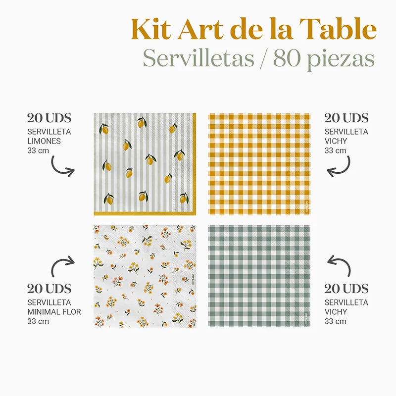 Inspiracion con Set Servilletas Desayunos, Postres y Meriendas Ocre
