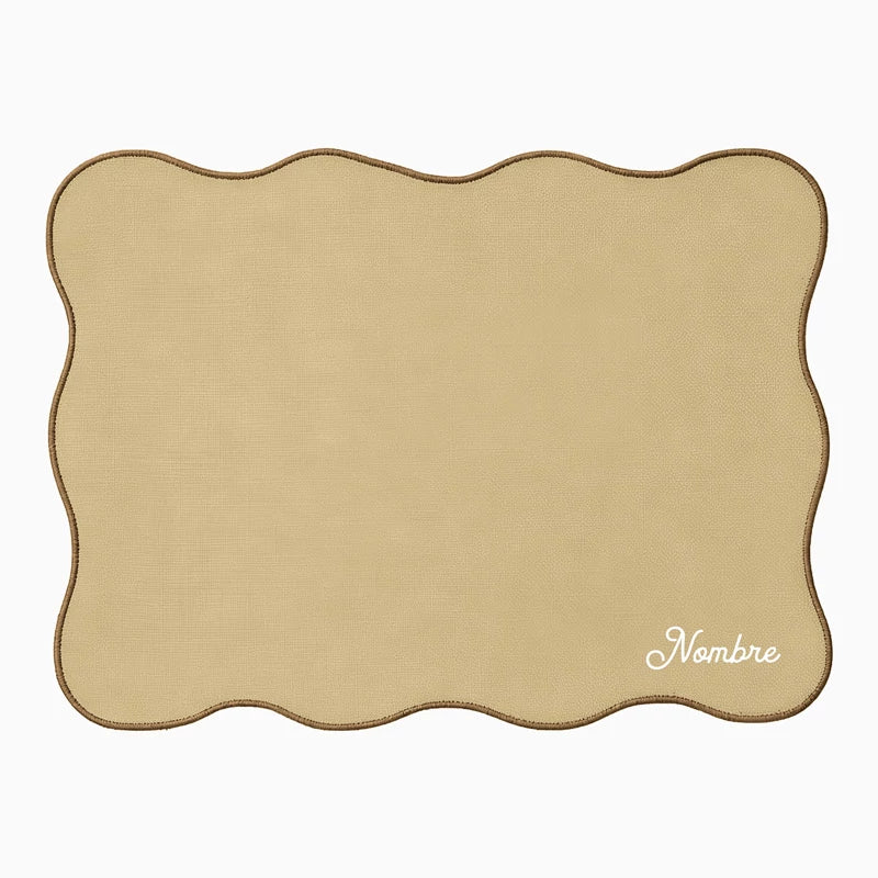 Mantel Individual Ondulado Tela 33 x 45 cm Marrón Personalizado Nombre
