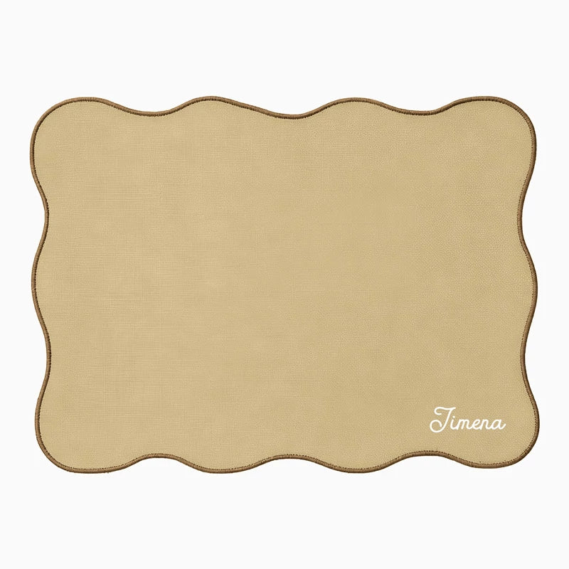 Mantel Individual Ondulado Tela 33 x 45 cm Marrón Personalizado Nombre