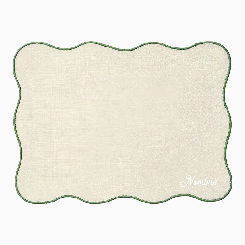 Mantel Individual Ondulado Tela 33 x 45 cm Beige Personalizado Nombre