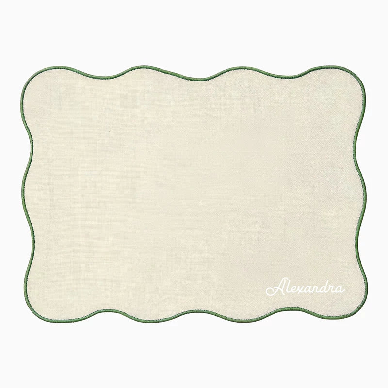 Mantel Individual Ondulado Tela 33 x 45 cm Beige Personalizado Nombre