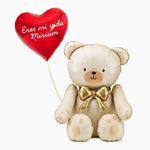 Foil Balloon 45 cm Red Heart + Cream Bear Foil Balloon Personalized Phrase White Vinyl