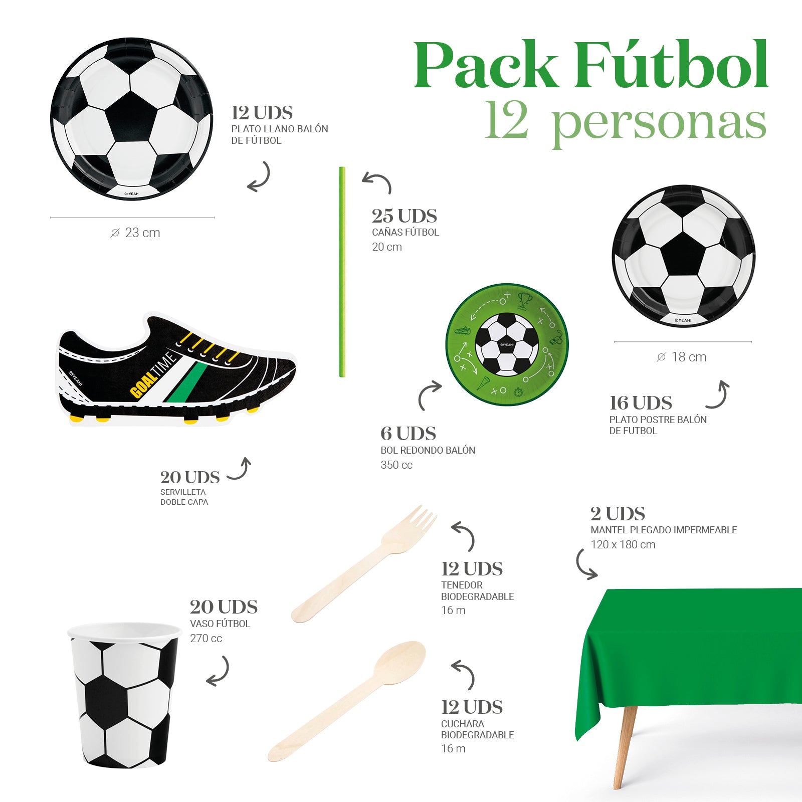 Kit Mesa Premium 12 personas Fútbol