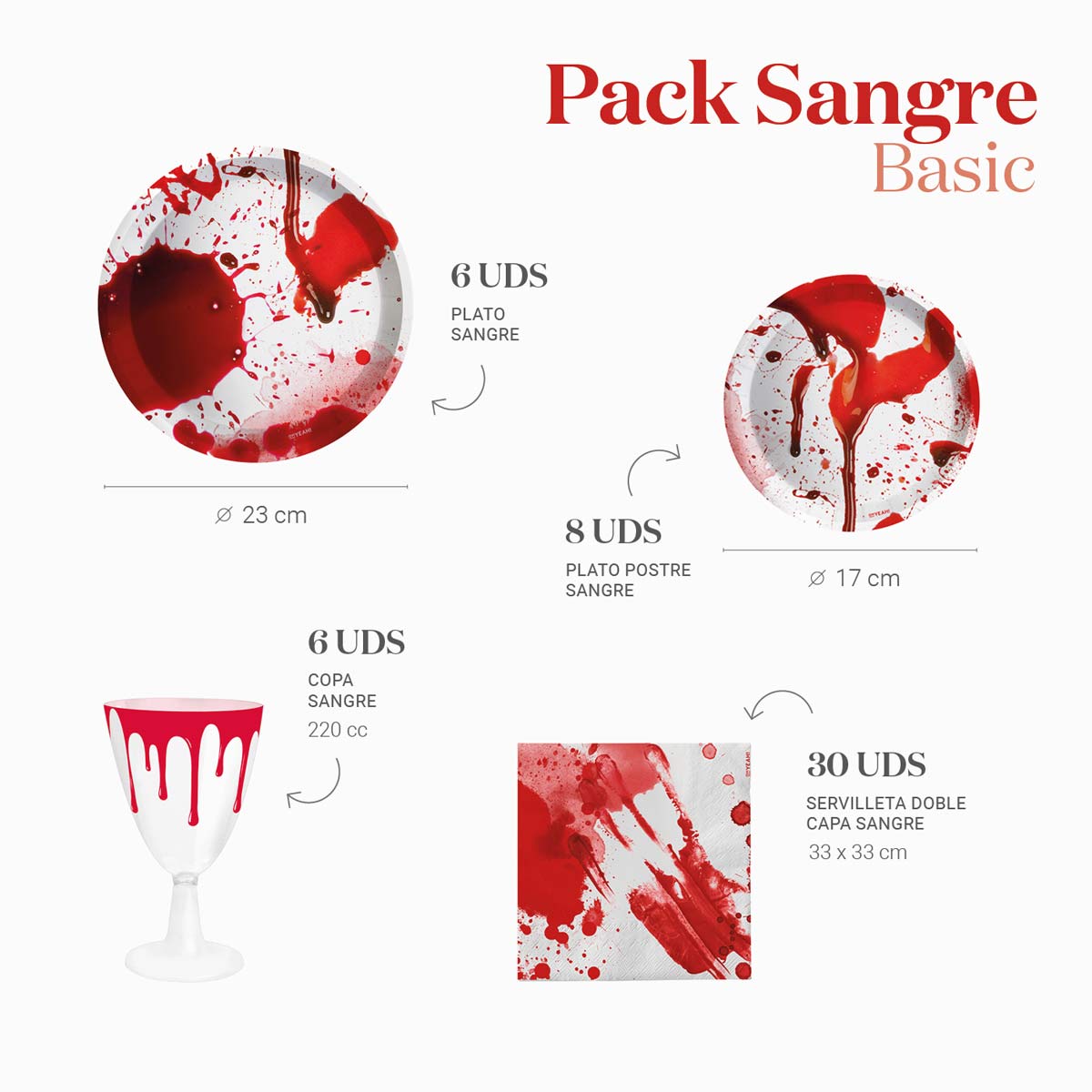 Kit básico de mesa de sangue 6 pessoas