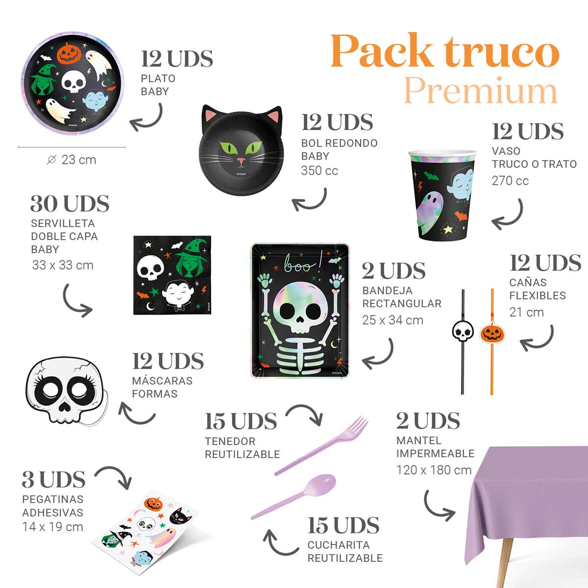 Premium Table Kit Truco or treatment 12 people
