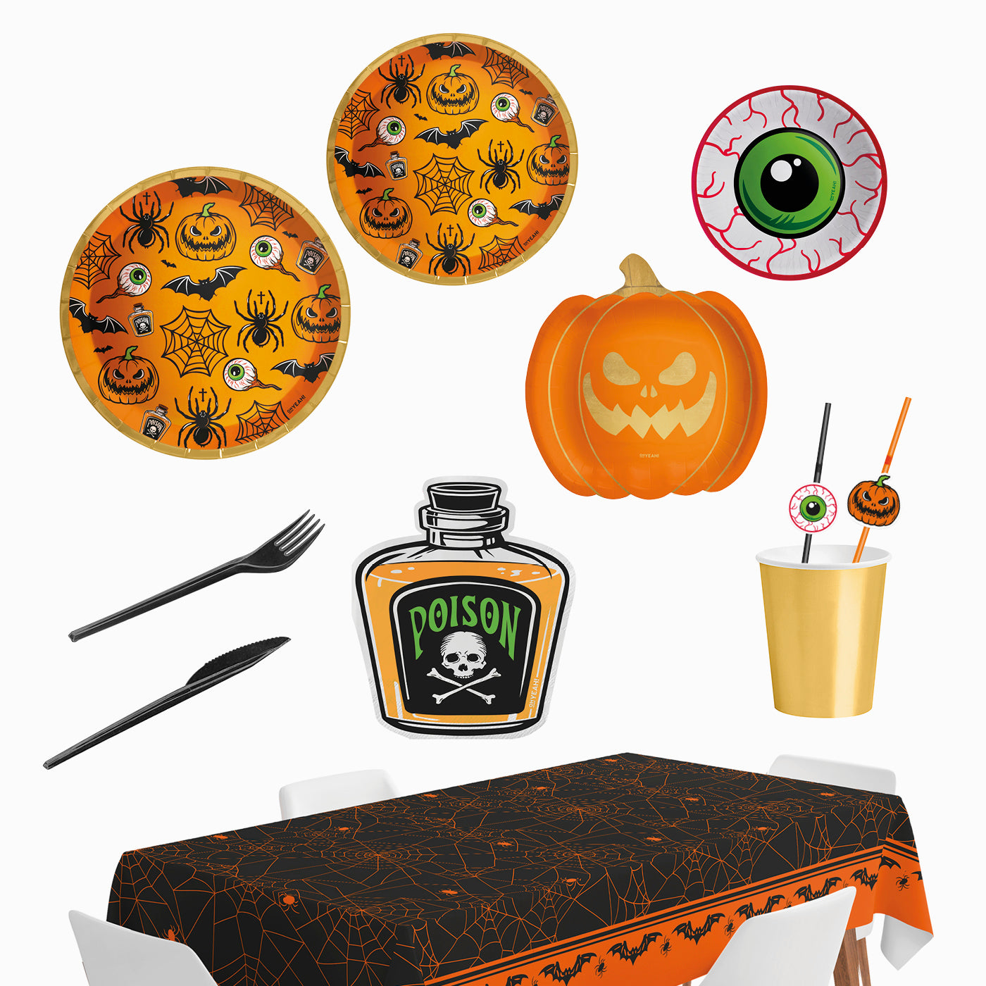 Kit de mesa premium de Halloween 12 pessoas