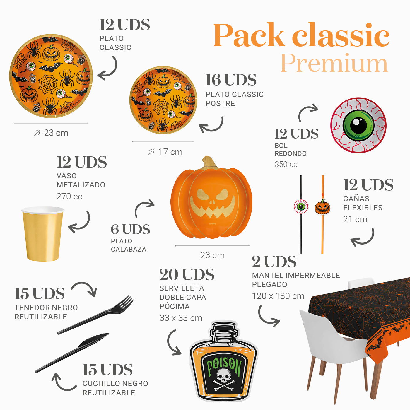 Premium Halloween table kit 12 people