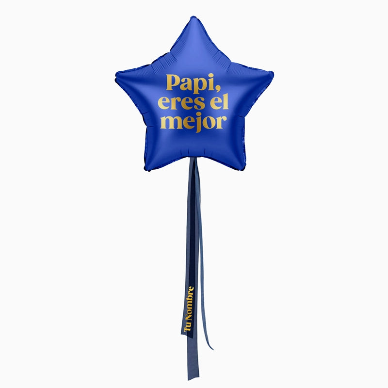 Globo Estrella Azul Marino XL con Telas Personalizadas 'Papi, eres el mejor' Personalizado
