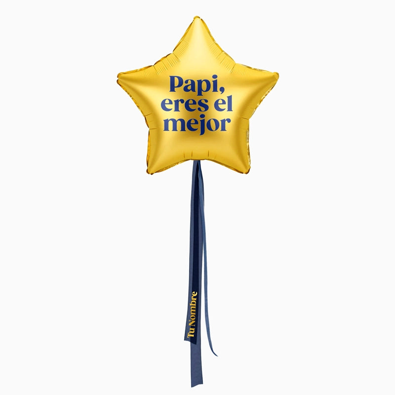 Inspiracion con XL Gold Star Balloon with Personalized Fabrics 'Daddy, you are the best'