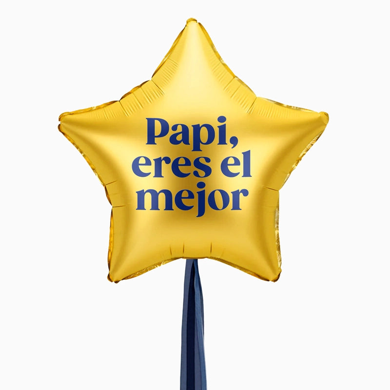 Inspiracion con XL Gold Star Balloon with Personalized Fabrics 'Daddy, you are the best'