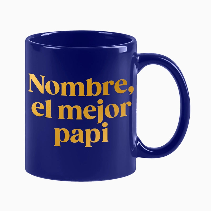 Taza Cerámica 'Nombre, el mejor papi' Personalizado Azul Marino