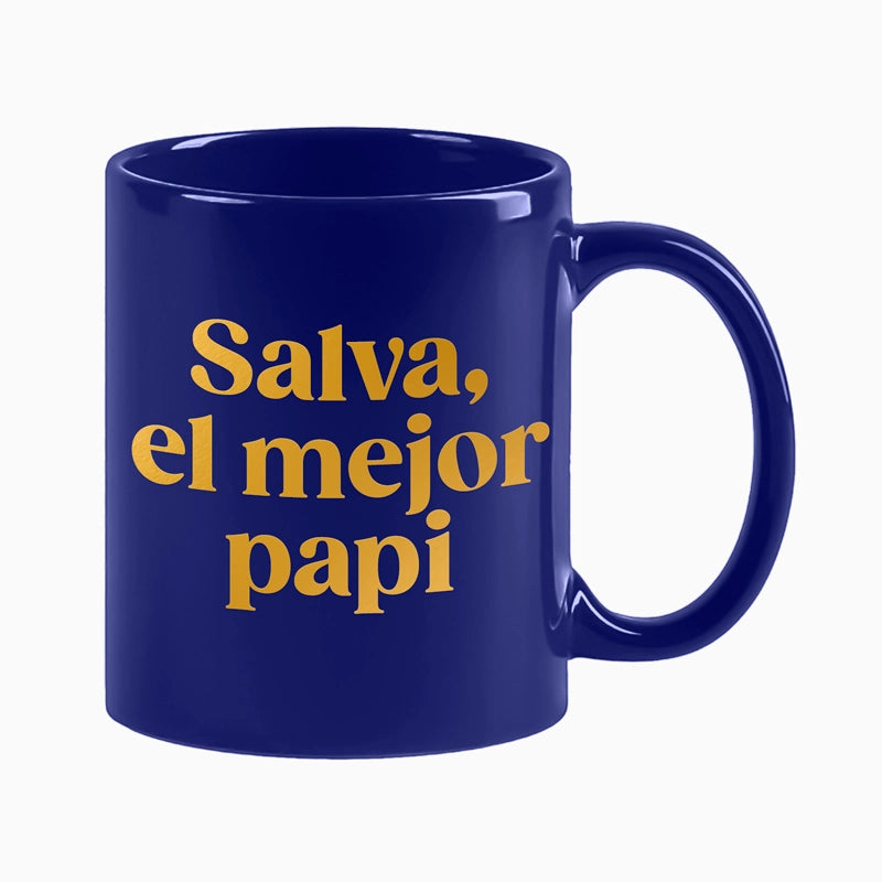 Taza Cerámica 'Nombre, el mejor papi' Personalizado Azul Marino