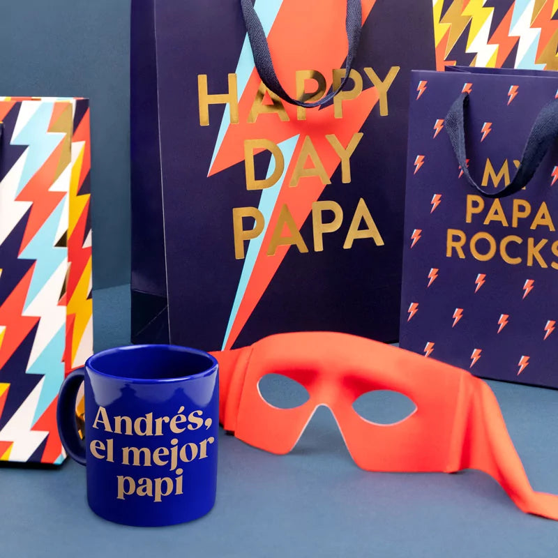 Taza Cerámica 'Nombre, el mejor papi' Personalizado Azul Marino