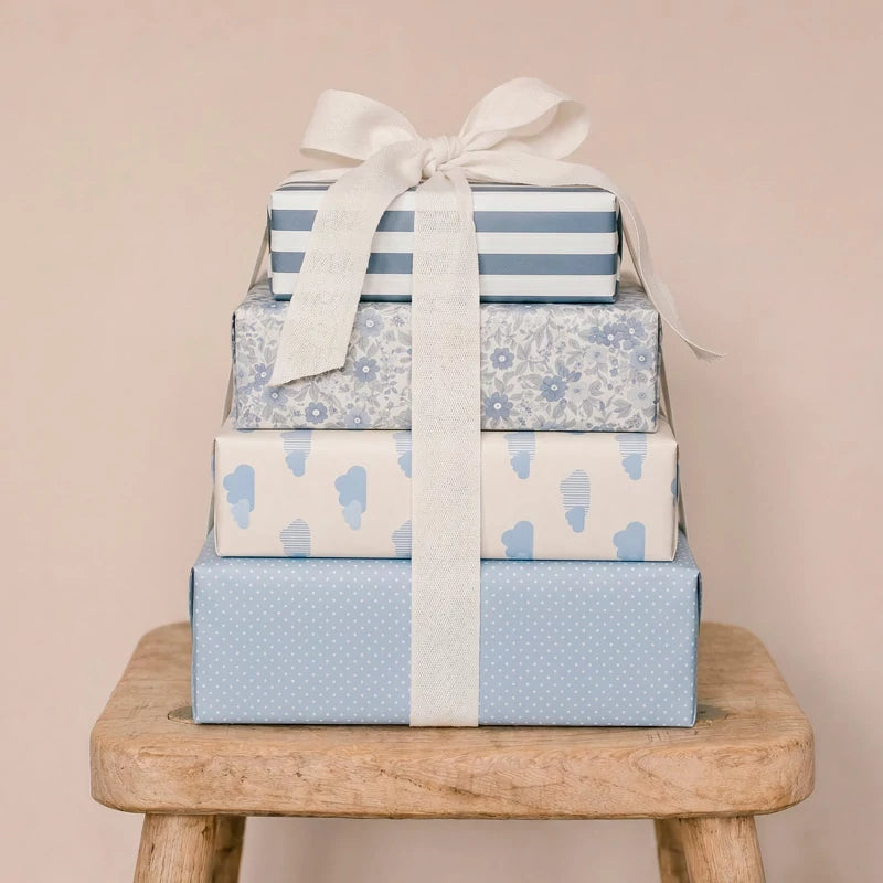 Inspiracion con Papel de Regalo 70 cm x 2 m Azul Pastel con Flores