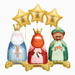 Set Globos Foil Petit Reyes Magos + Estrellas + Nombres Personalizados con Vinilo Blanco