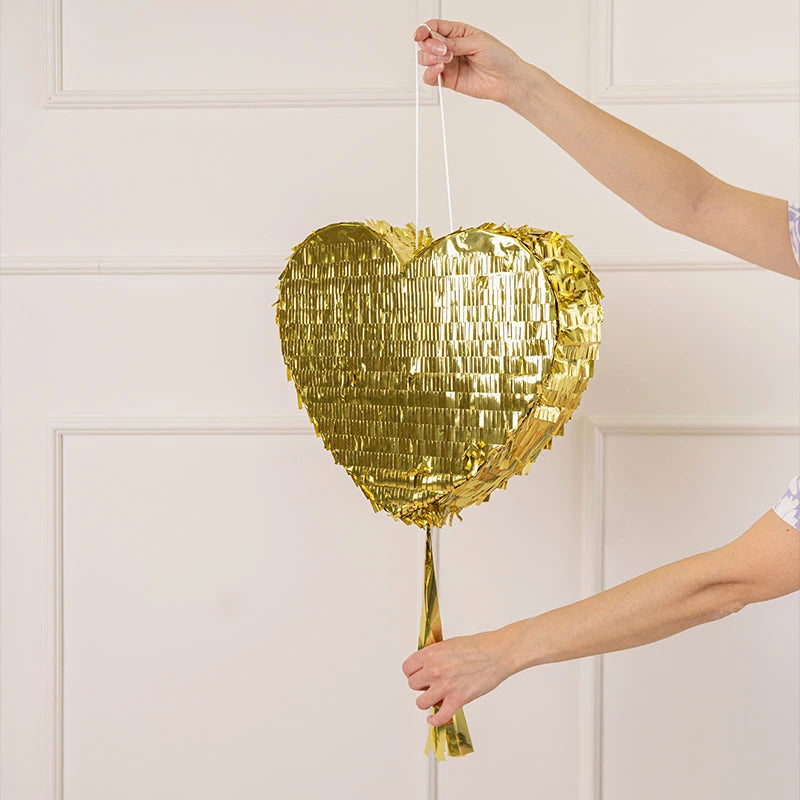 Pinata Gold Piñata 3D Gold Heart - Ideal for romantic parties and birthdays – Oh Yeah!